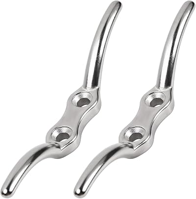 Uskerb 2PCS 113mm Silver Cleat Hooks Heavy-Duty Stainless Steel Rope Cleats