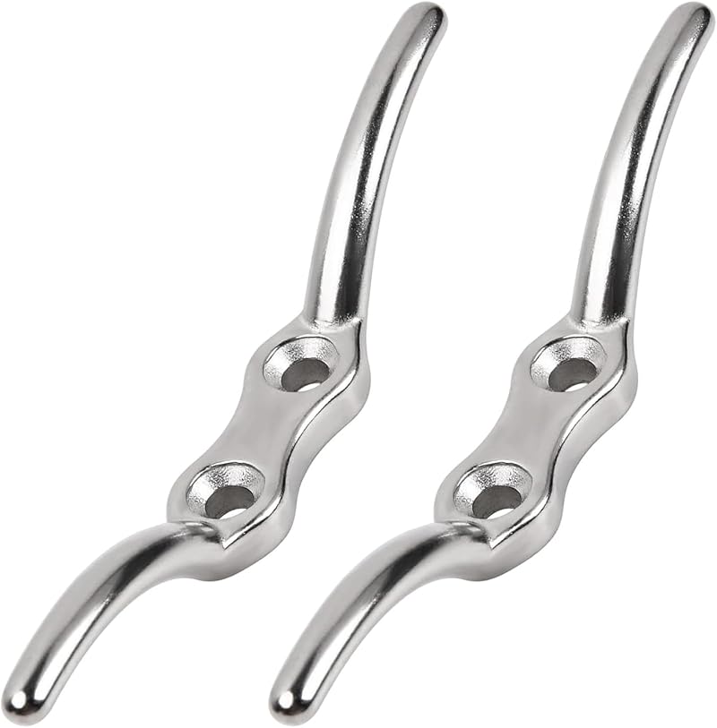 Uskerb 2PCS 113mm Silver Cleat Hooks Heavy-Duty Stainless Steel Rope Cleats