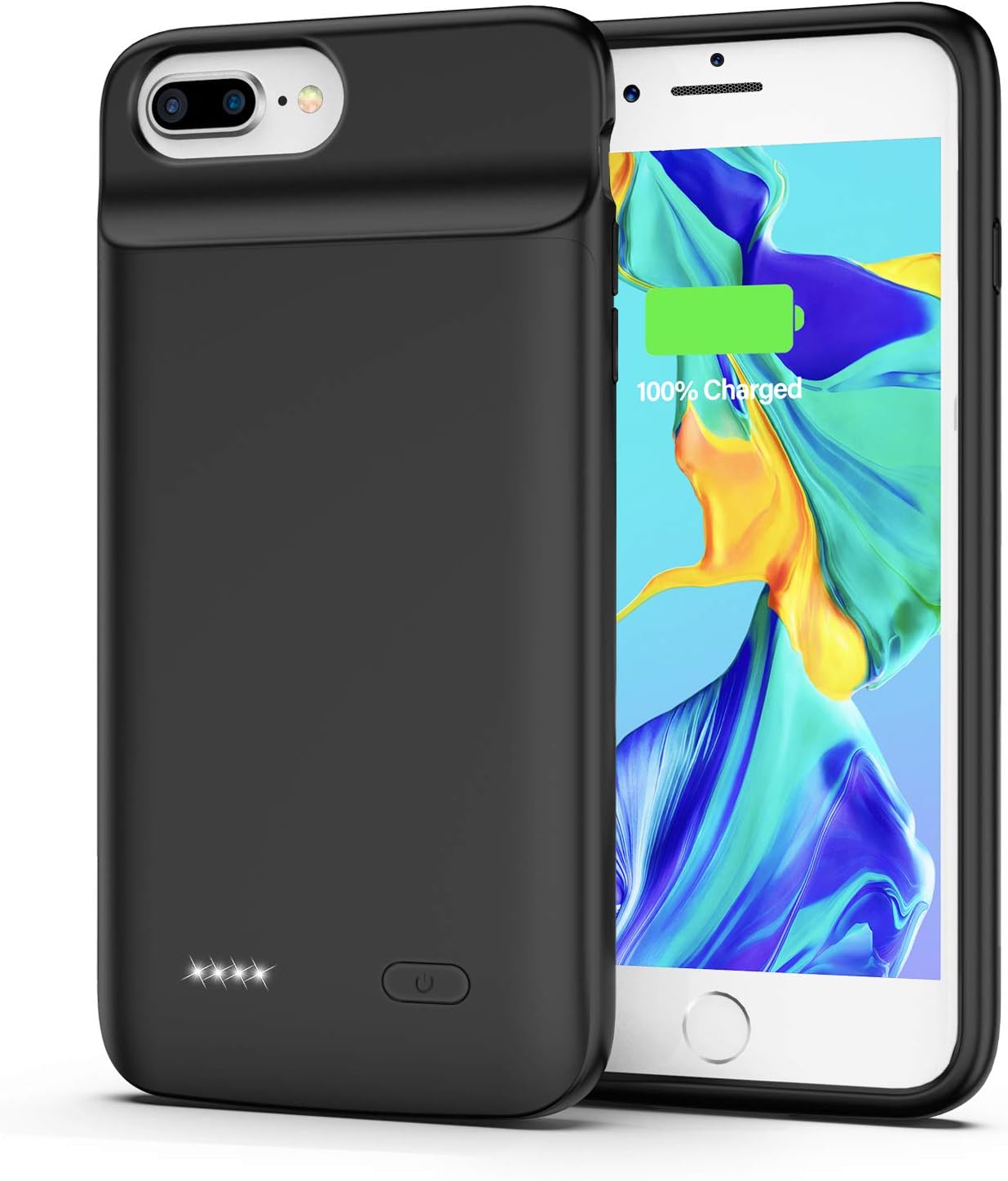 Battery Case for iPhone 7 Plus/8 Plus, 5000mAh Extended Rechargeable Charger Case, Slim Portable Protective Charging Case for iPhone 7 Plus/8 Plus (5.5 inch) - Black (Black)