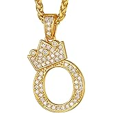 Suplight Crown Initial Letter Necklace, 18K Gold Plated Cubic Zirconia CZ Pave Monogram Pendant with 22" Chain (2" Adjustable), Bling Alphabet Jewelry Name A-Z