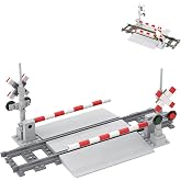 Train Crossing Building Block Set 04 for Train Track Layouts, 128 Pieces | Adds a detailed train crossing gate to railroad tracks and is Compatible with Lego Track for expanded train track layouts.