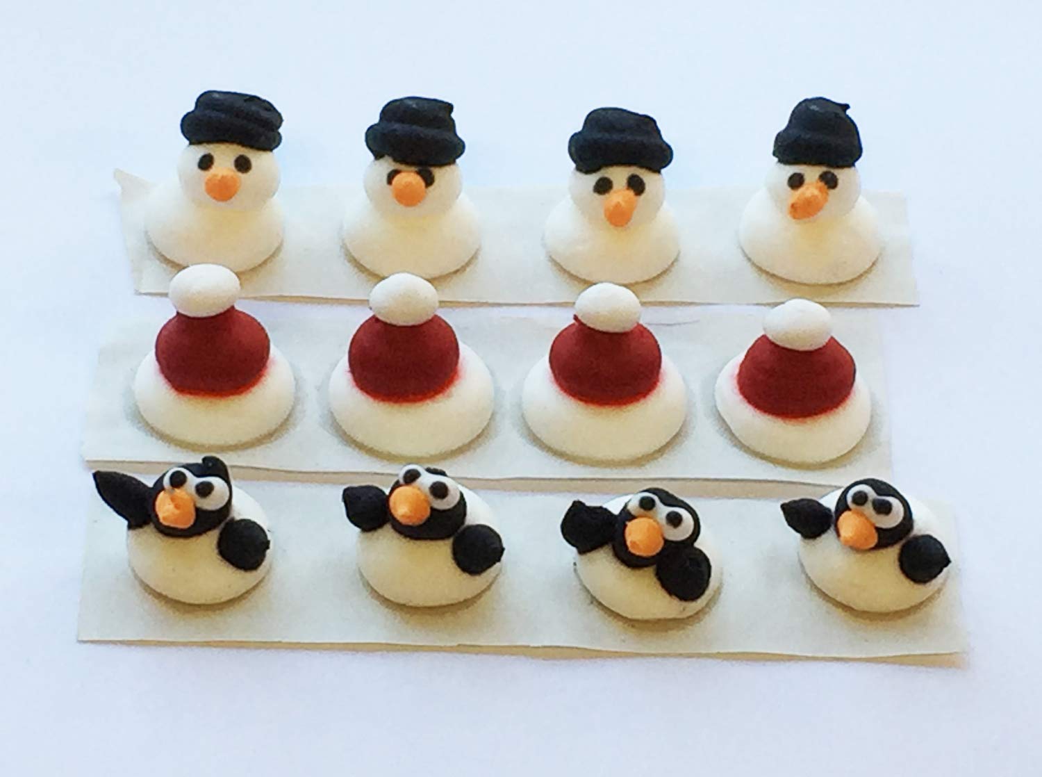 60 Handmade Sugar Snowmen Penguins And Santa Hats Gorgeous