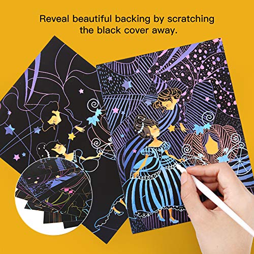 Jar Melo Scratch Art Cards Set Scratchboard for Adult and Kids Scratch Art Paper Rainbow Painting-2 Packs