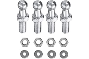 KEMANI Qty 4pcs 10mm Ball Studs Screws, M6x15mm Ball Screws Zinc Silver Color for Gas Struts Shocks Lift Support Fitting