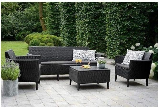 Allibert Salon De Jardin 5 Places En Imitation Resine Tressee Salemo Graphite Amazon Fr Jardin