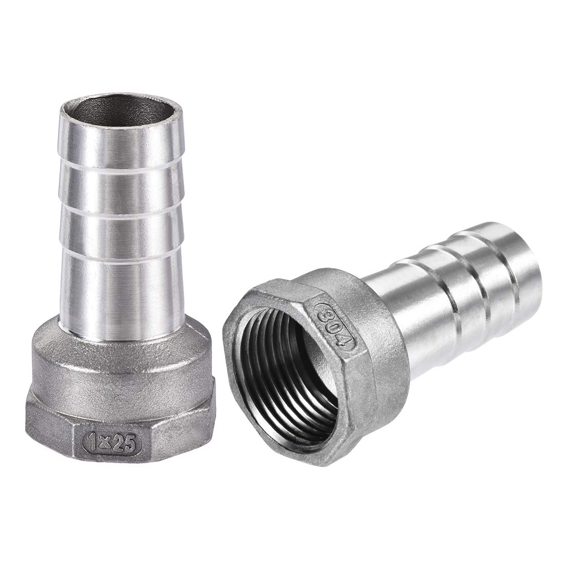 sourcing map 304 Stainless Steel Hose Barb Fitting Coupler, 25mm Barb x G1 Female Thread Pipe Adapter