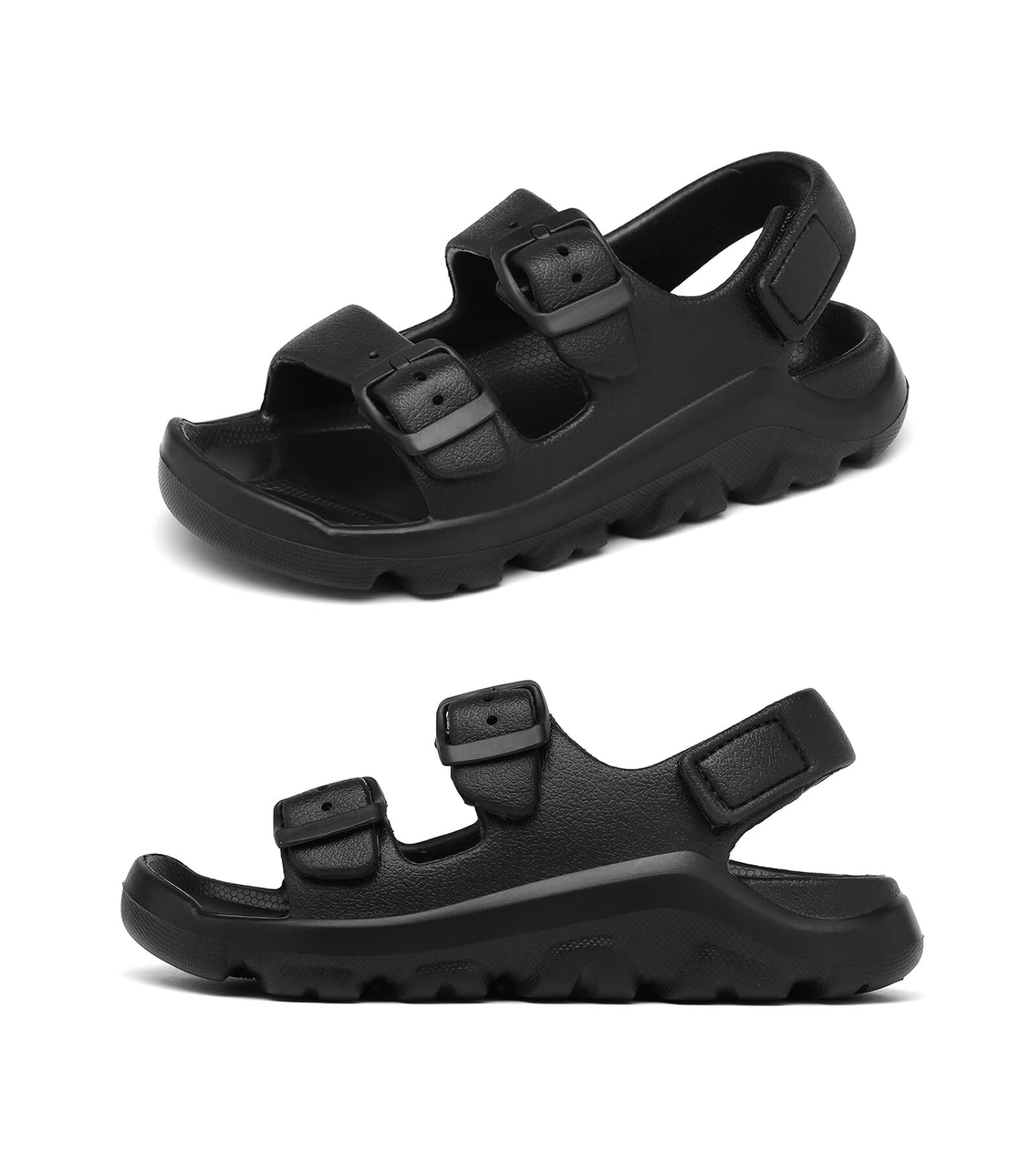Photo 1 of Nedaan Boys Girls Toddler Little Kid Sandals Buckle Adjustable Water Sandal With Hook Loop Back Strap Black Toddler 6