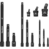 DURATECH 12-Piece Impact Socket Extension Set | Including 1/4", 3/8" &amp; 1/2" Drive Impact Extension Bars and Swivel Universal Joints, CR-V Steel