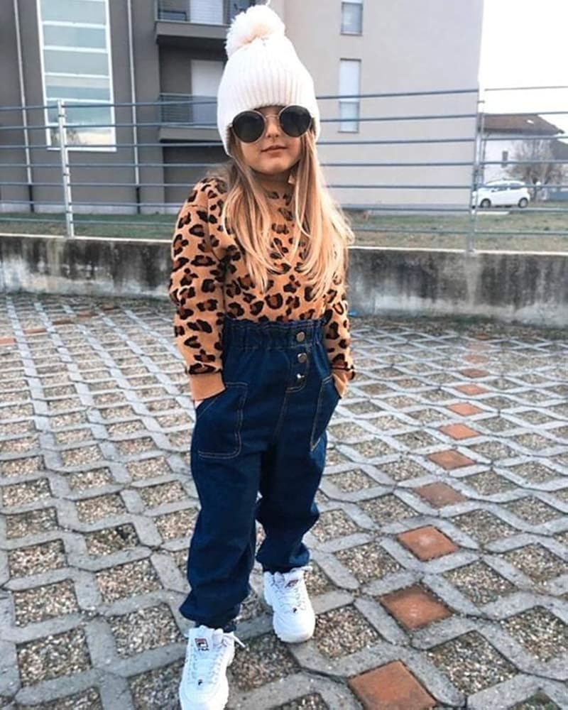 Toddler Baby Girl Boys Leopard Sweatshirt Long Sleeve Shirts Top Pullover Sweater Fall Winter Outfit Clothes: Clothing