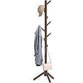 Simple Houseware Wooden Coat Rack Stand Garment Adjustable Tree Rack, 9 Hooks, Walnut