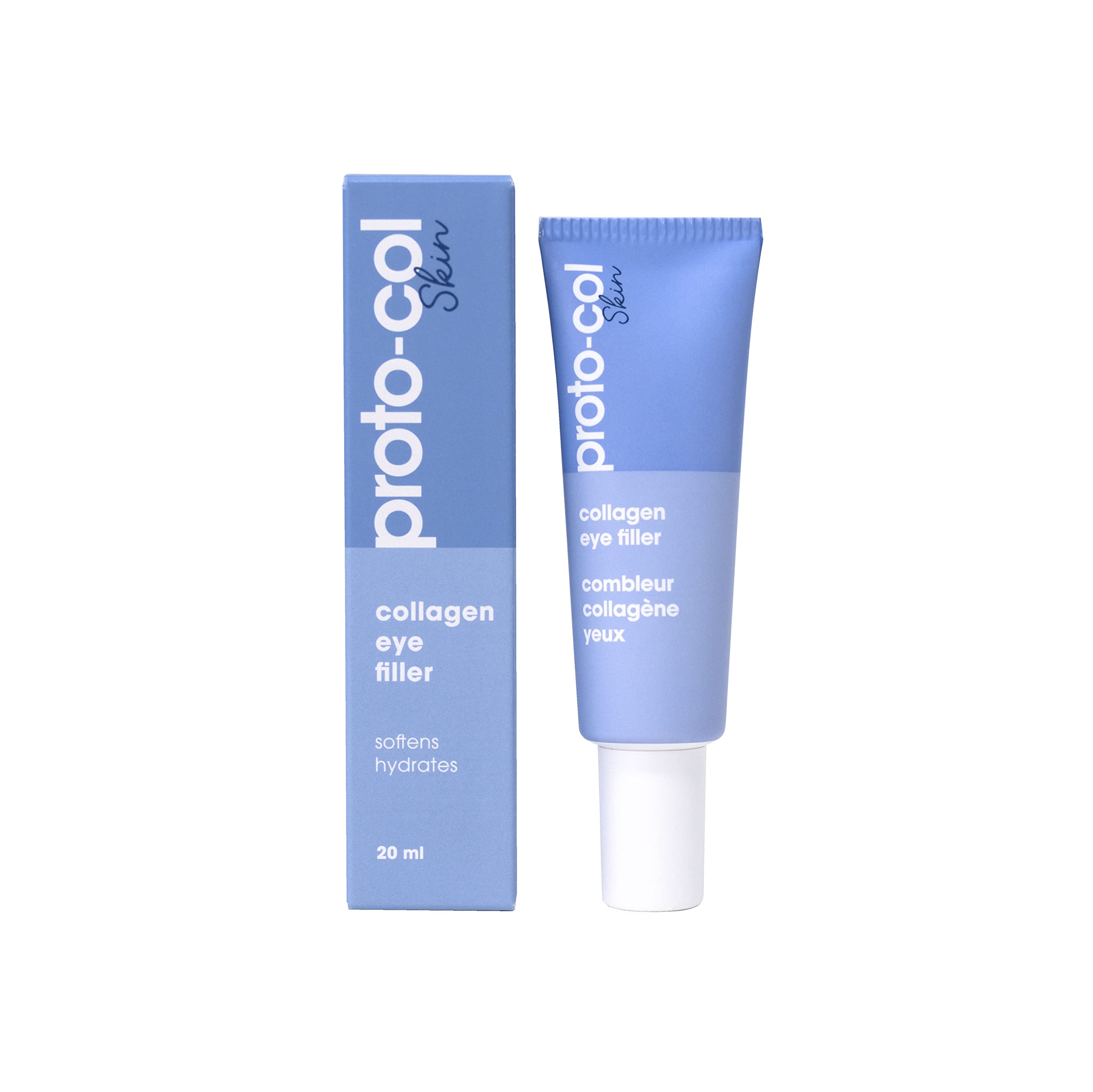 Proto-col Hydrating Collagen Eye Cream - Collagen Peptides Eye Cream for Dark Circles & Puffiness - Formulated with Hyaluronic Acid and Vitamin C - Brightens, Firms, and Boosts Radiance - 20ml