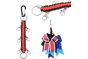 DEEKA Paracord Handmade Cheer Bows Holder for Cheerleading Teen Girls High School College Sports - Red/Black