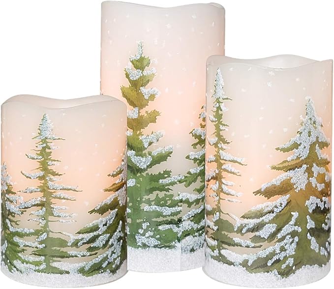 Eldnacele Green Tree Christmas Deco Flameless Flickering Candles with