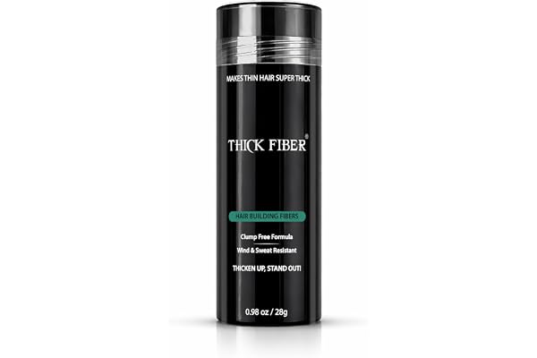THICK FIBER Hair Fibers for Thinning Hair & Bald spots - Conceals Hair Loss in Seconds - Hair Powder for Women & Men (Dark Br