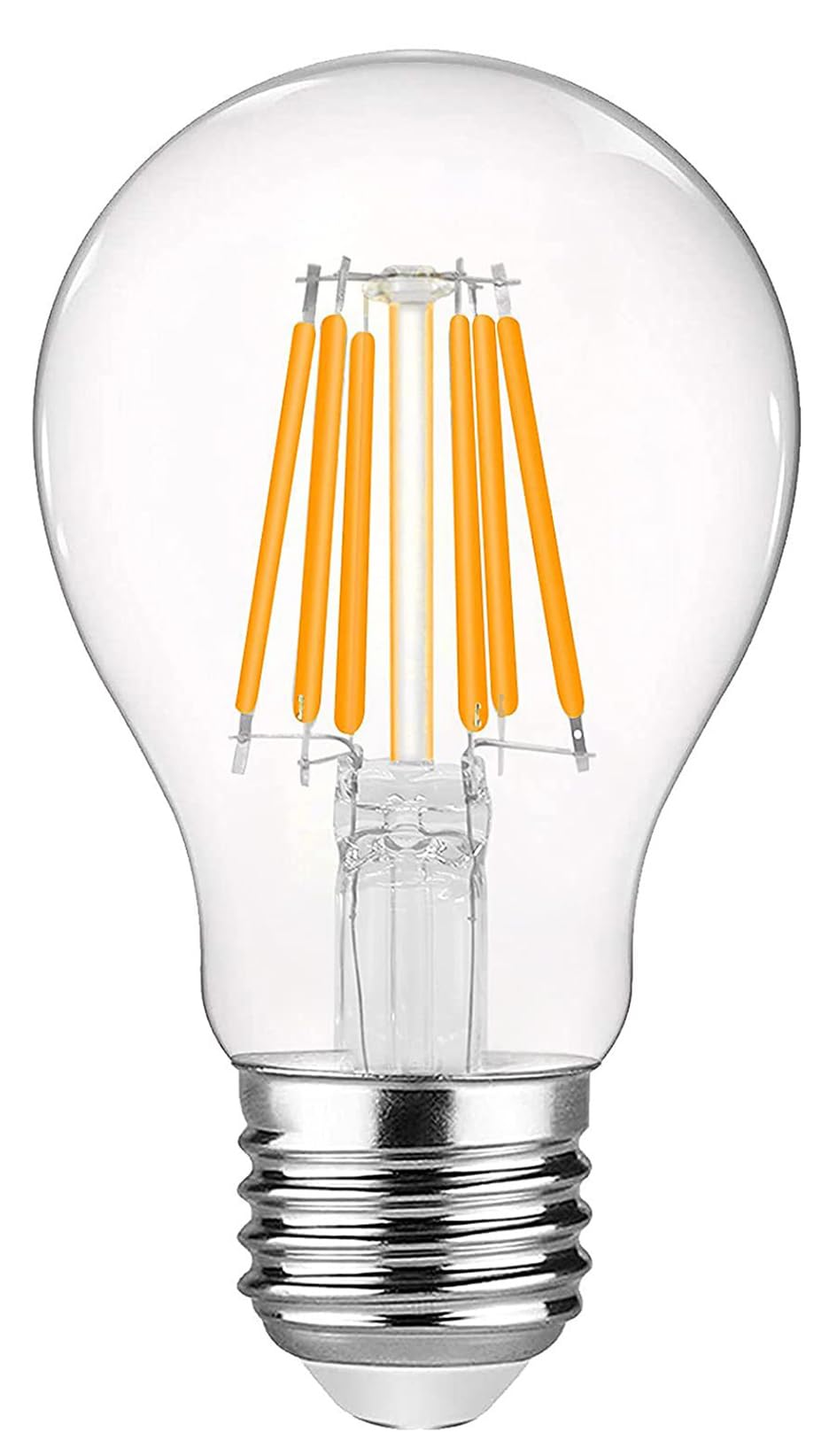 Bulbright Vintage LED Filament Bulb A19-8W, Medium Screw E27 Base, Clear Warm White 2700K, Edison Bulb 70W Equivalent, Dimmable (8 Watts)