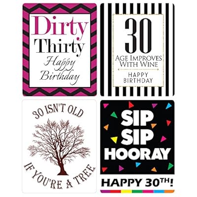 Chic 30th Birthday Wine Label Pack - Birthday Party Supplies, Ideas and Decorations - Funny Birthday Gifts for Women
