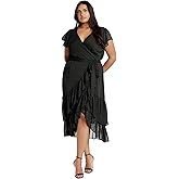 City Chic Women's Plus Size Cocktail Dress - Midi Frill Dee