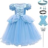 ODIZLI Little Girls Princess Dress Up Clothes Butterfly Tulle Long Ball Gown+Accessories Birthday Party Halloween Costume