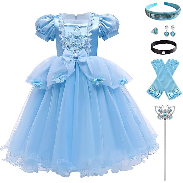 ToLaFio Princess Costume Dress For Girls - Halloween, Birthday Party, Photo Shoot Fancy Dress Up Outfit - View #2