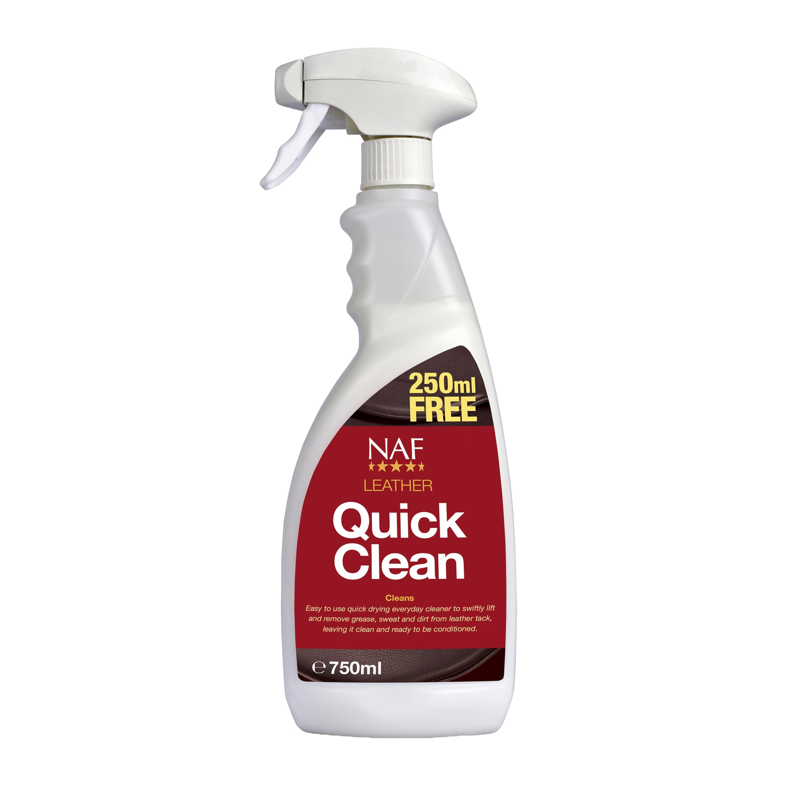 NAF Leather Quick Clean 750ml – Spray-On Leather Cleaner for Saddles, Bridles & Tack – Removes Dirt, Grease & Sweat – No Water Required – Fast & Easy Use