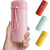 Mini Water Bottle 6.8oz/200ml, Small Insulated Water Bottle for Hot&Cold Drinks, Water Bottle Purse with Carry Handle - 100% Leakproof Perfect for School, Travel...(Pink)