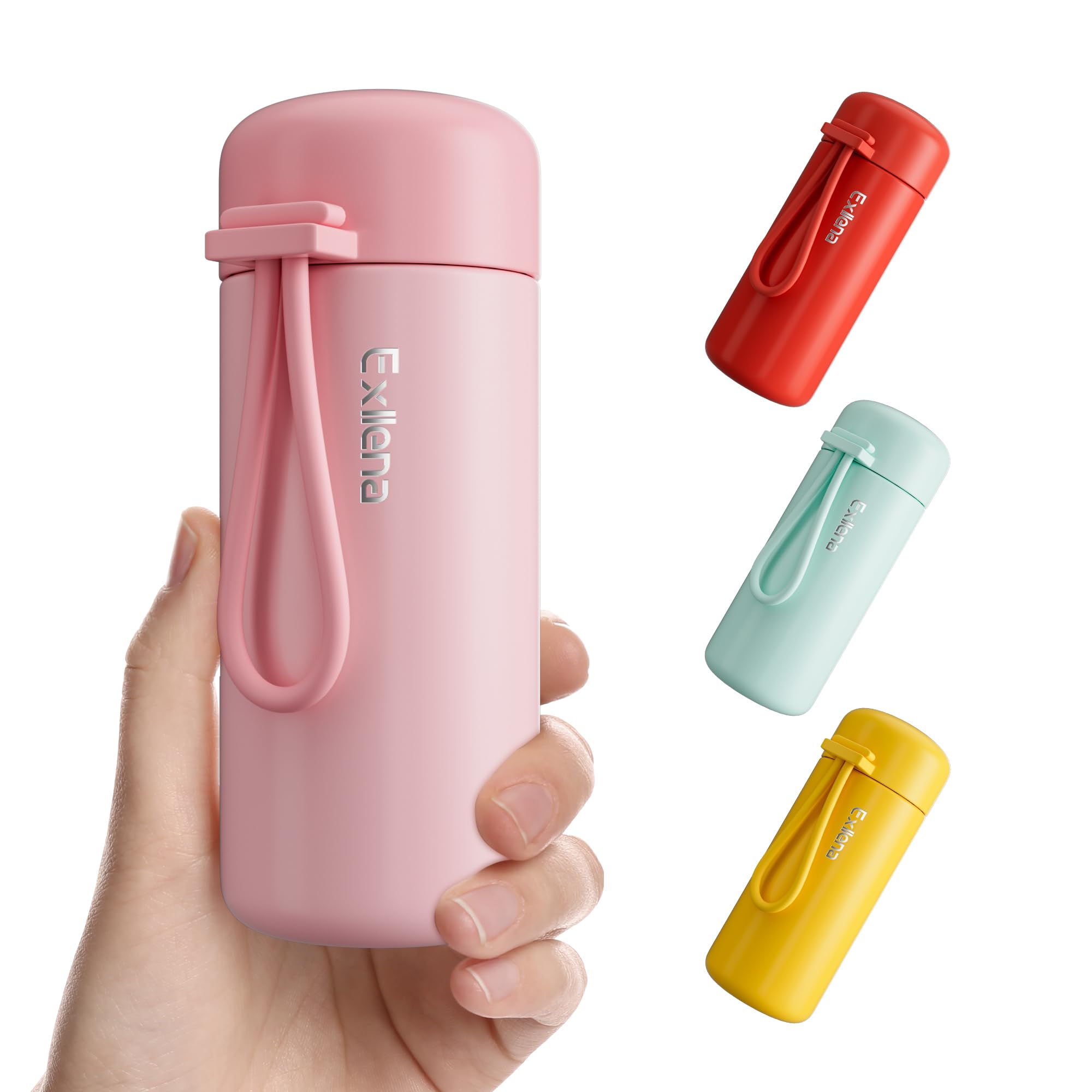 Photo 1 of Mini Water Bottle 6.8oz/200ml, Small Insulated Water Bottle for Hot&Cold Drinks, Water Bottle Purse with Carry Handle - 100% Leakproof Perfect for School, Travel...(Pink)