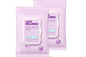Love Wellness pH Balancing Wipes for Women | Feminine Hygiene for Cleansing with Aloe Vera | Fragrance-Free Intimate Health | Moisturizing, Soothing & Calming for Sensitive Skin | Travel Size | 2-Pack