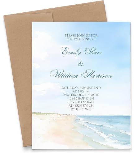 Beach Wedding Save the Dates Invitations With Envelopes, Ocean Themed Save the Date For Celebration of Life, Party, Destination Wedding Save the Date Invite, Your choice of Quantity and Envelope Color