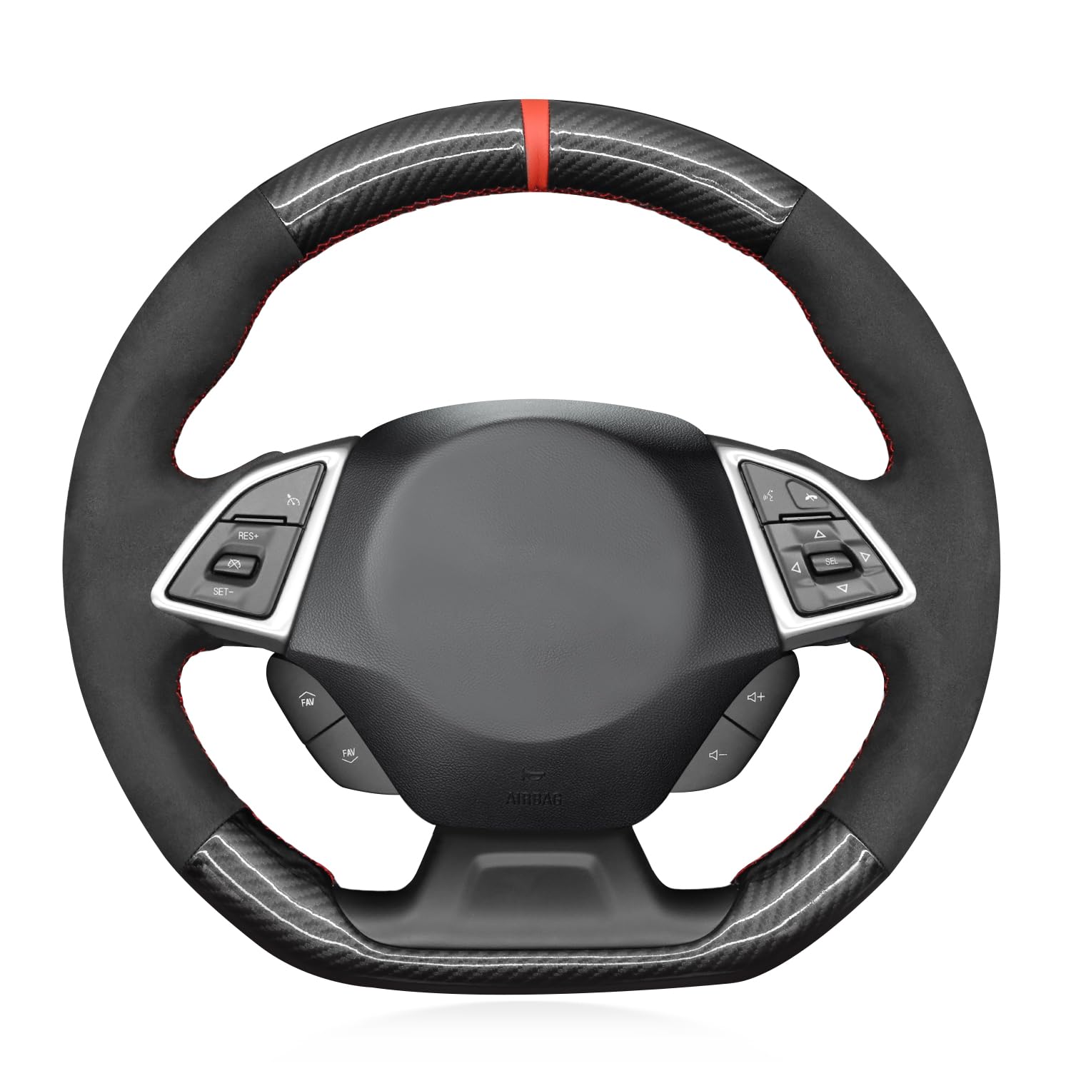 Photo 1 of MEWANT for Camaro Steering Wheel Cover 2016-2024 Hand-Stitched for Chevy Camaro Car Steering Wheel Wrap