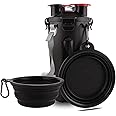 Dog Travel Water Bottle Collapsible Bowls, 2 in 1 Pet Food Container with Collapse Bowls, Outdoor Portable Water Bowls for Walking, Traveling, Camping and Hiking (Black)