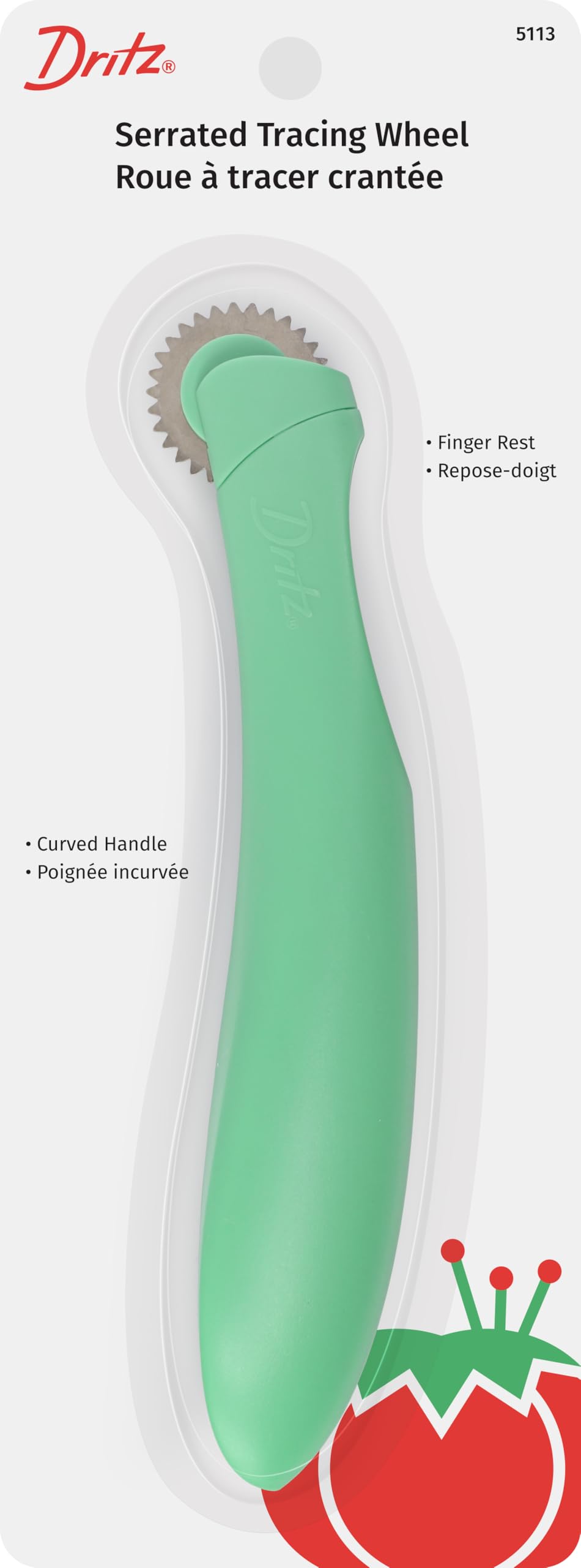 Dritz Ergonomic Tracing Wheel-Serrated, Green, 1 Pack