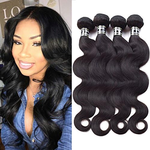 Star Show Hair Grade 7A Malaysian Virgin Hair Body Wave 4 Bundles 100% Unprocessed Human Hair Weave Natural Black Can be Dyed and Styled (100+/-5g)/bundle (26 26 28 28 inch)