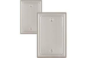 ZILLSEA 2-Pack Brushed Nickel Blank Wall Plate Covers, Metal Blank Outlet Cover Plate for Unused Outlets/Switches, Decorative