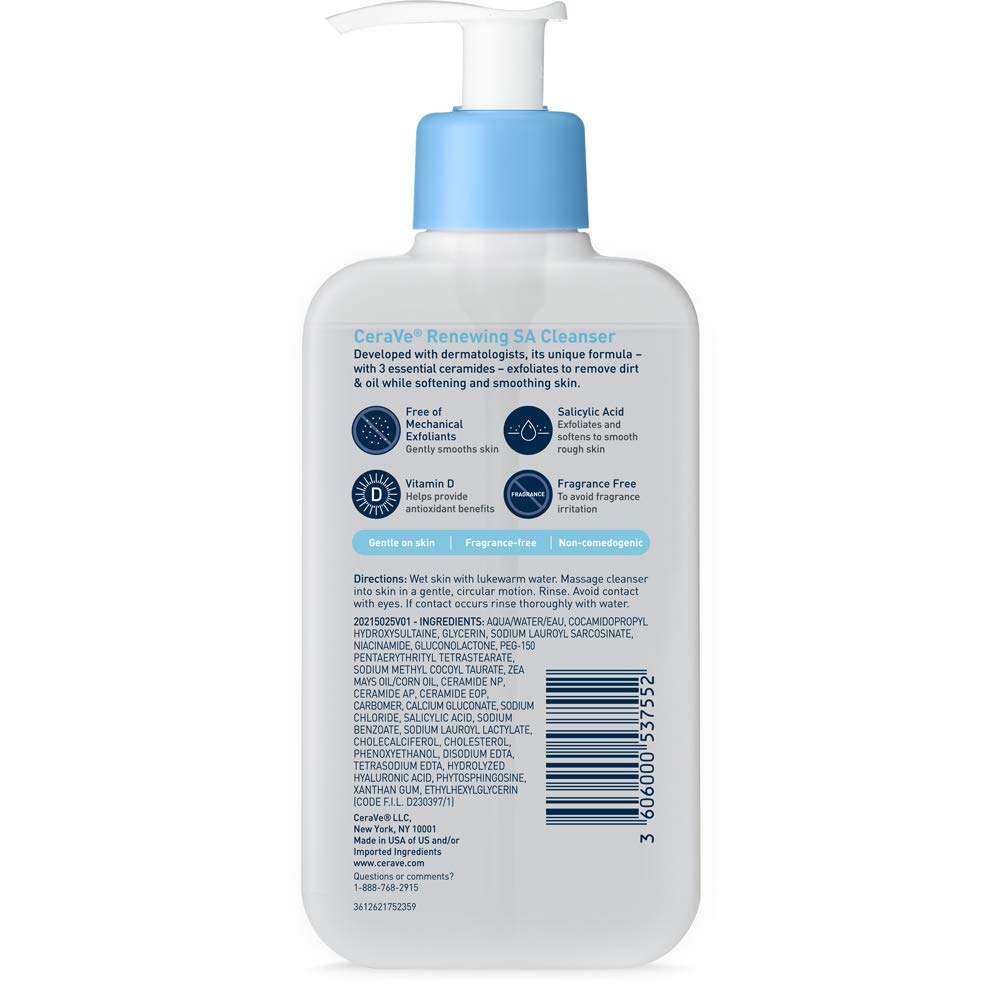 CeraVe Salicylic Acid Cleanser | 8 Ounce | Renewing Exfoliating Face