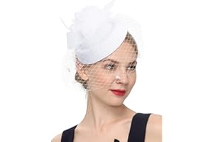 Cizoe Fascinator Hats for Women 20s 50s Vintage Pillbox Hat Kentucky Derby Fascinators Flower Veil Wedding Tea Party Hat
