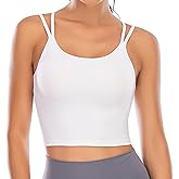 FLORATA Women Padded Sports Bra Tank Top Sexy Crisscross Back Fitness Workout Running Shirts Yoga Bra White