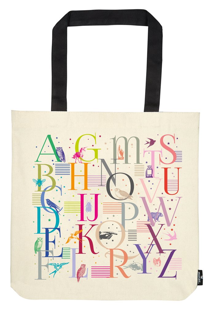 moses. libri_x Shopper Alphabet Tote Bag 100% Cotton Sports Bag 42 cm Natural