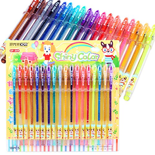 Plinrise XDM-002 18 Pcs Vibrant Color Fruit Scented Special Metallic Giltter Gel Ink Pens,Scrapbooking Card DIY Pens Markers