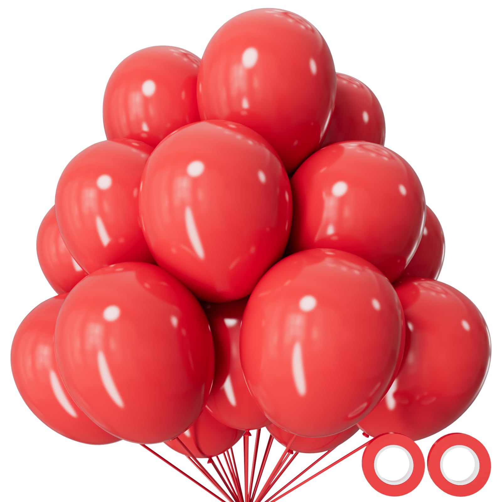 Photo 1 of 110pcs Coral Red Balloon 12 Inch, Coral Red Latex Balloons for Birthday Party Baby Shower Wedding(with 2 Ribbons).