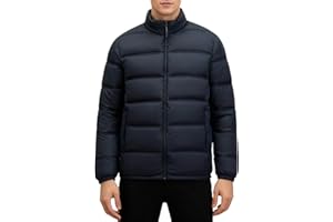 Puffer Jacket Men Lightweight Long Sleeve Alternative Puffy Coat Windproof Zipper Insulated Winter Coat for Travel