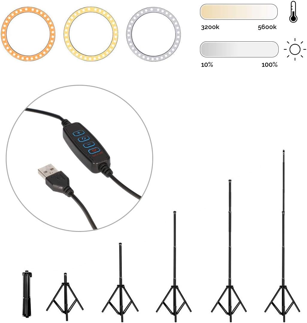 Ksix Kit Studio Live LED Ring with Tripod 1.60 cm for Smartphone, black - Image 3