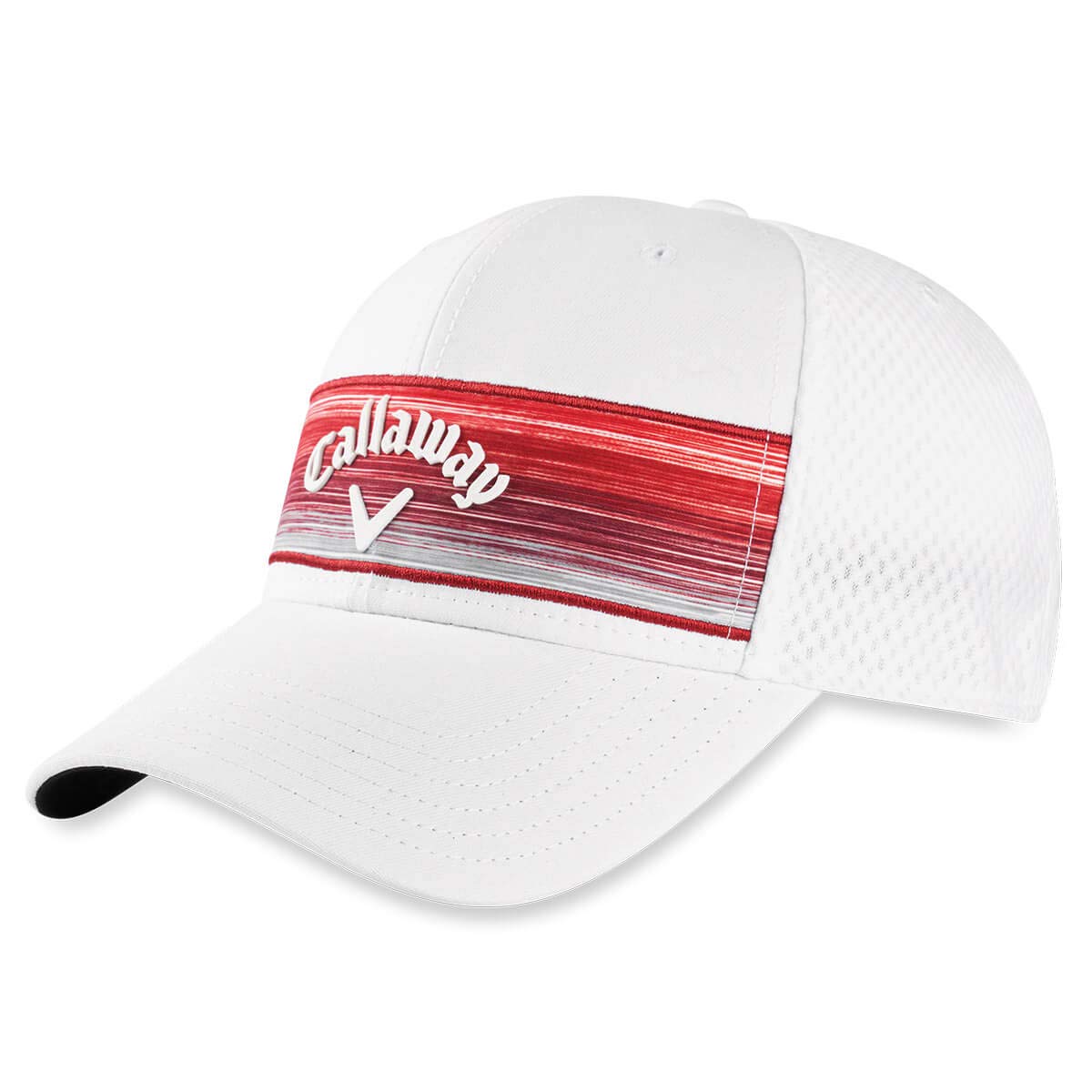 Callaway Men Cg Hw Stripe Mesh Hat - White/Red, One Size