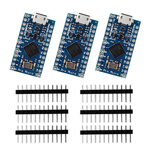 Keywish 3pcs Pro Micro ATmega32U4 5V/16MHz Development Board With 2 Row Pin Header for Arduino Leonardo Replace ATmega328 Arduino Pro Mini