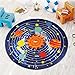 HUAHOO Kids Round Rug Solar System Learning Area Rug Children's Fun Area Rug - Non Slip Bottom (NASA Stars, 39