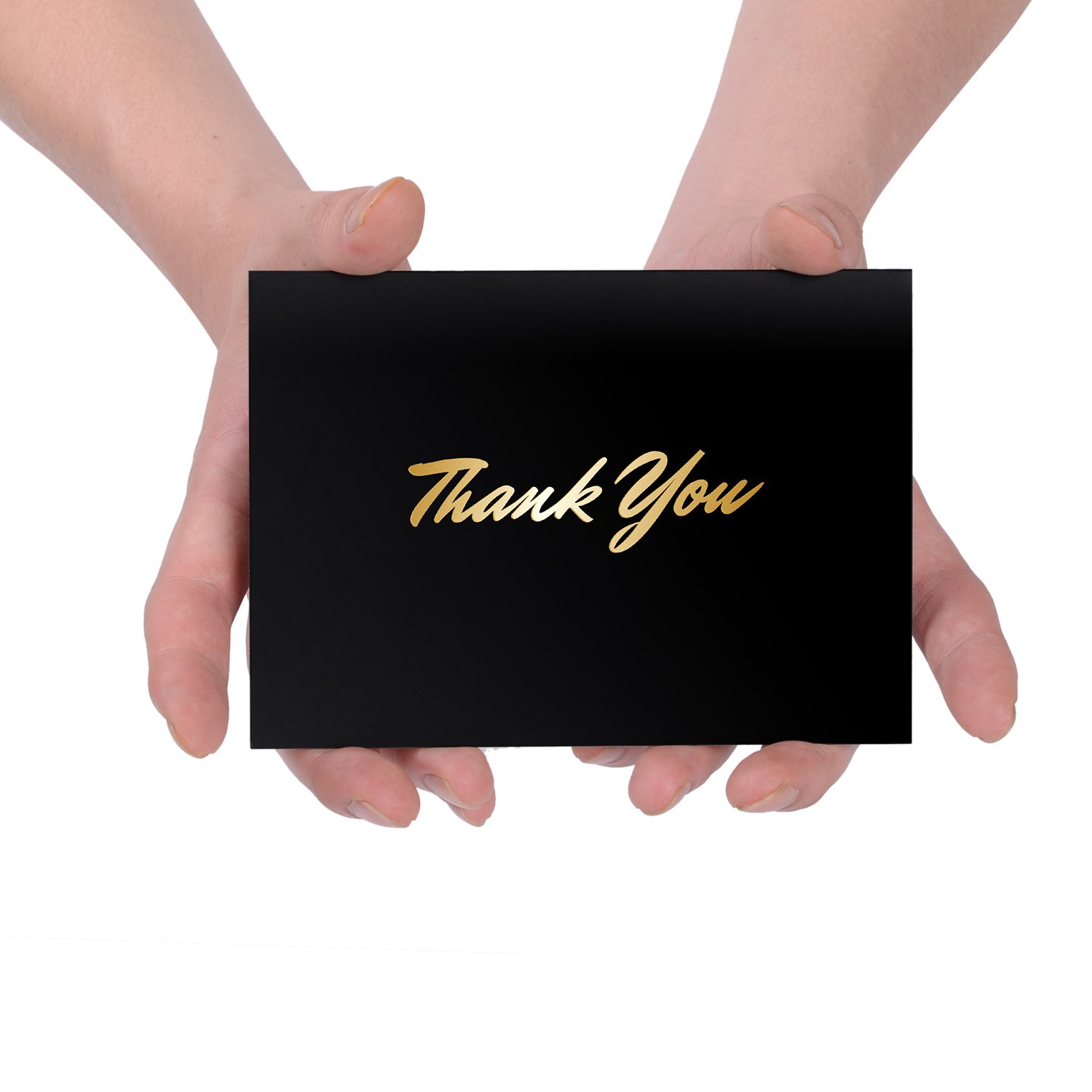 Gold Foil Blank Thank You Cards with Self Seal Envelopes - Perfect for Wedding, Baby Shower, Bridal Shower or Teacher - 4.1x5.8 Inch Size，50 Pack