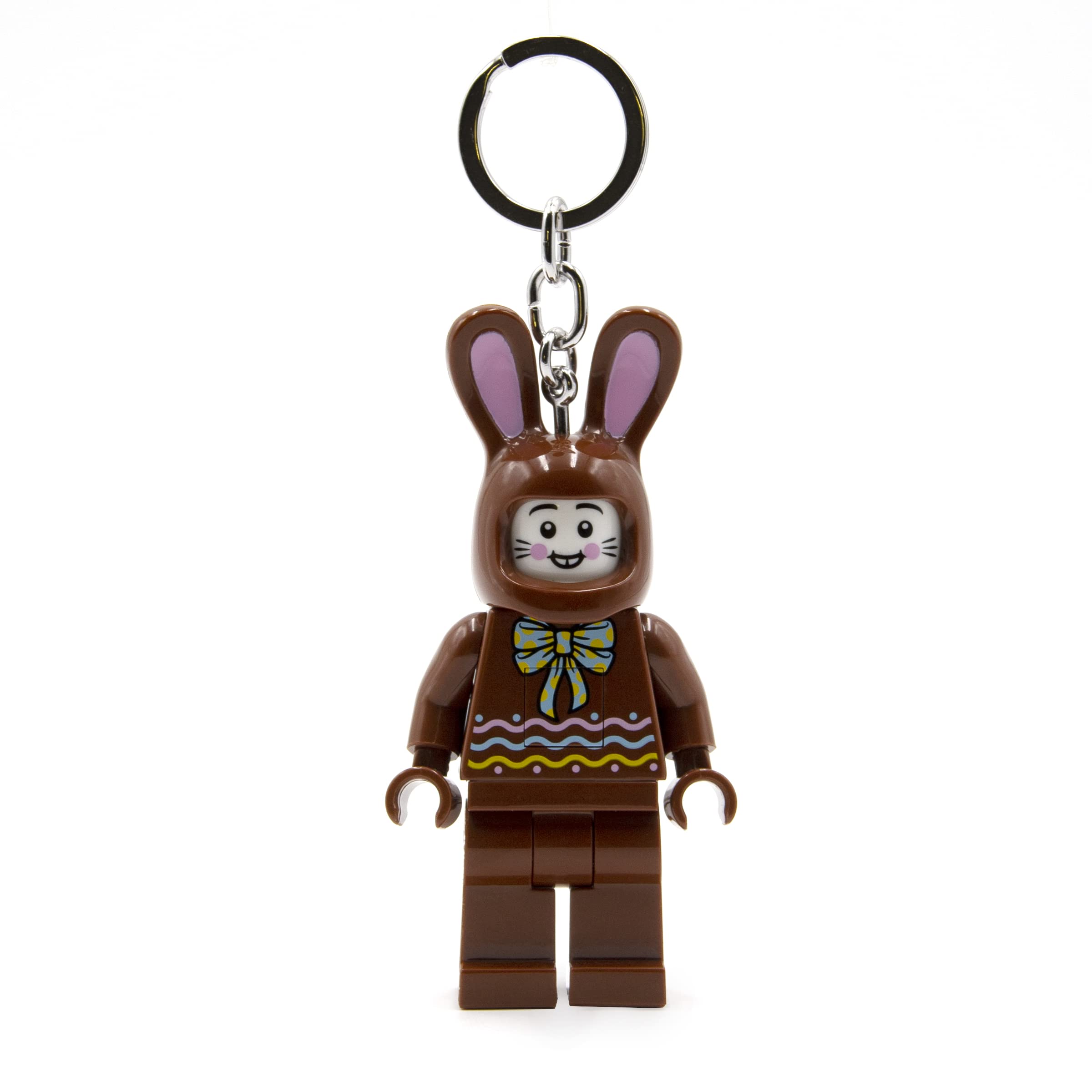 IQ LEGO Minifigure Large 3 Inch Tall Figure Keychain Light - Chocolate Bunny (KE180H), Easter basket stuffer