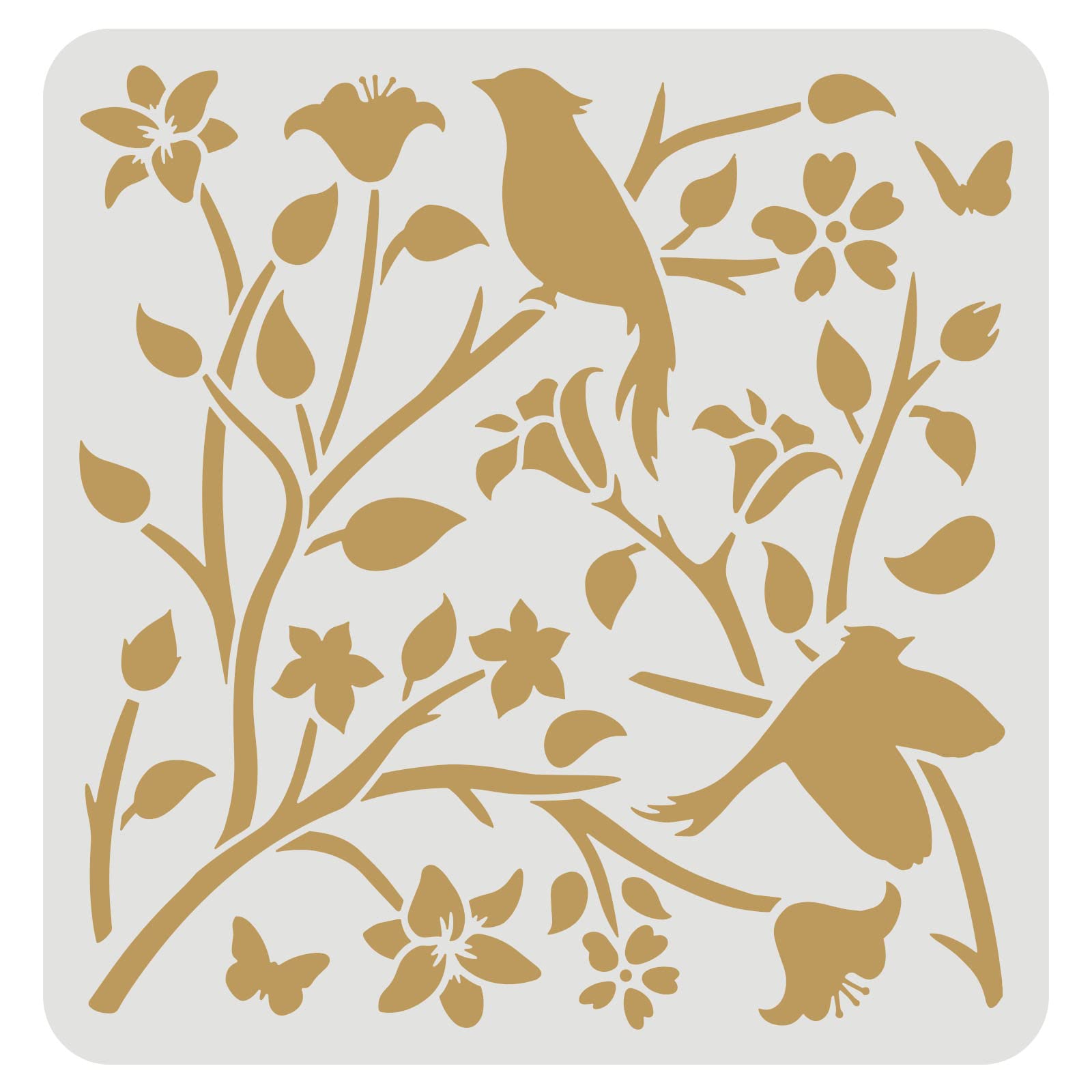 FINGERINSPIRE Bird on Branch Stencil - 30x30cm Reusable for Painting on Wood, Floor, Furniture, Wall and Paper