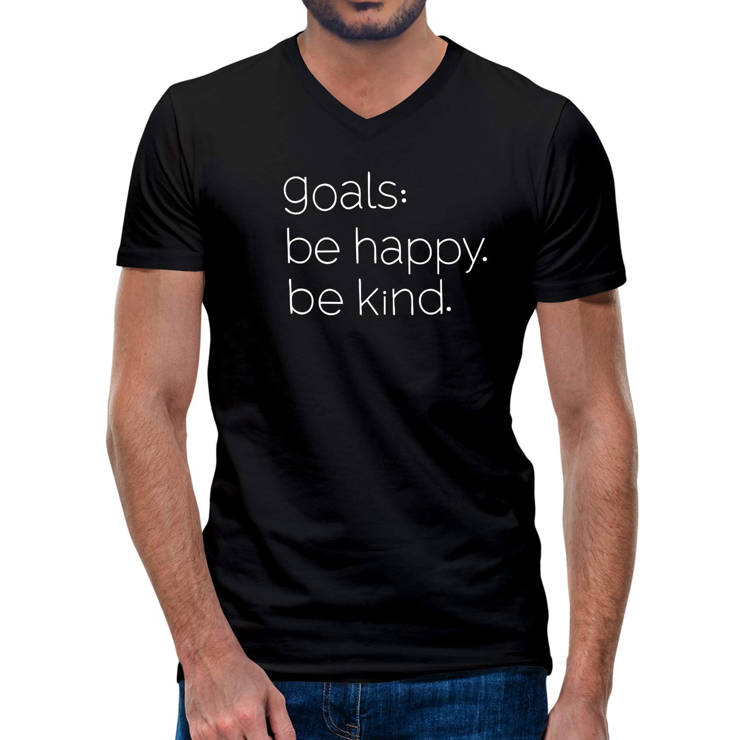 Buy OPLU Graphic Printed Men Tshirt Life Goals Cotton Printed V Neck