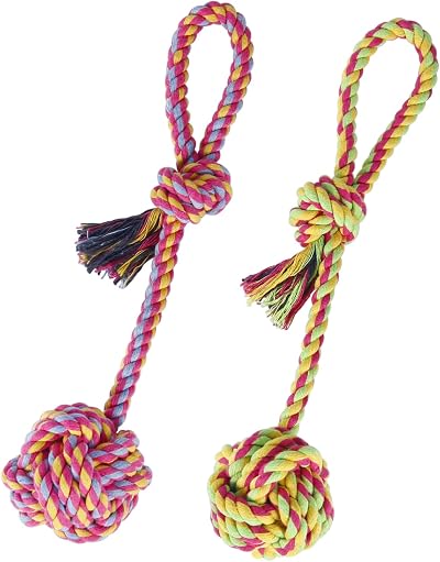 Vivifying Dog Rope Toys Pack of 2 Braided Cotton Interactive Chew Balls