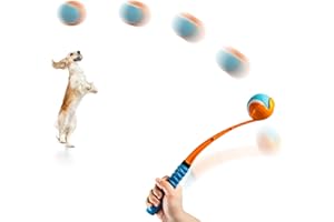 ALL FOR PAWS 19" Dog Ball Thrower, Tennis Ball Fetch Thrower for Dogs, Dog Ball Launcher Toy for Medium & Large Dog, Upgraded Soft and Comfortable Tennis Fetch Handle, 2.5 Inch Ball Included